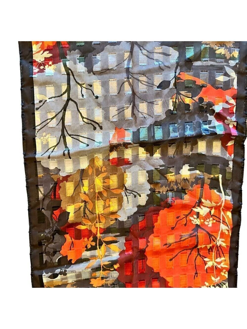 Womens Graphics Scarf Rectangle Sheer Metro Pagoda Print Chic Classic Black Red - Picture 4 of 10